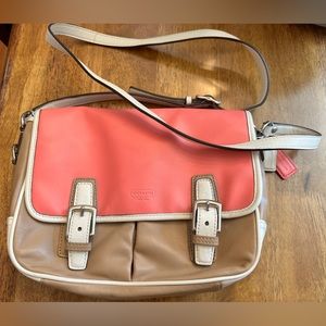COACH PARK COLOR BLOCK LEATHER CROSSBODY FLAP
